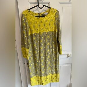 Taylor Yellow and Gray Long Sleeve Maternity Dress